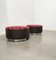 Poufs aus Holz, Braunem Leder, Mehrfarbigem Samt & Gebürstetem Aluminium, Italien, 1970er 2er Set 8