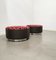 Poufs in Wood, Brown Leather, Multicolor Velvet & Brushed Aluminum, Italy, 1970s Set of 2, Image 8