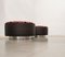 Poufs in Wood, Brown Leather, Multicolor Velvet & Brushed Aluminum, Italy, 1970s Set of 2, Image 7
