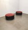 Poufs aus Holz, Braunem Leder, Mehrfarbigem Samt & Gebürstetem Aluminium, Italien, 1970er 2er Set 13