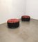 Poufs in Wood, Brown Leather, Multicolor Velvet & Brushed Aluminum, Italy, 1970s Set of 2 13