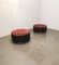 Poufs in Wood, Brown Leather, Multicolor Velvet & Brushed Aluminum, Italy, 1970s Set of 2, Image 13