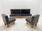 Modular Leather and Oak Wood Sofa and Chairs, 1970s, Set of 4, Image 4