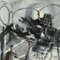 Paolo Schiavocampo, Composition Abstraite, 20ème Siècle, Huile sur Papier, Encadrée 5