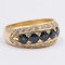 18K Vintage Yellow Gold Ring with Sapphires and Diamonds, 50s 2