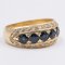 18K Vintage Yellow Gold Ring with Sapphires and Diamonds, 50s, Image 2