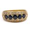 18K Vintage Yellow Gold Ring with Sapphires and Diamonds, 50s 1