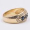 18K Vintage Yellow Gold Ring with Sapphires and Diamonds, 50s 3