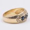 18K Vintage Yellow Gold Ring with Sapphires and Diamonds, 50s, Image 3