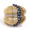 18K Vintage Yellow Gold Ring With Blue Sapphires and Diamonds, 40s / 50s 1