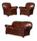 Victorian Maroon Leather Club Armchairs and Sofa, Set of 3 1