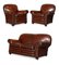 Victorian Maroon Leather Club Armchairs and Sofa, Set of 3, Image 1