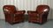 Victorian Maroon Leather Club Armchairs and Sofa, Set of 3, Image 2