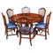 Antique Circular Dining Table & 6 Chairs, Set of 7, Image 1