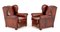 Victorian Club Chairs in Leather with Wingback, Set of 2 4