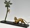 P. Berjean, Art Deco Panther und Affe Skulptur, Bronze 2