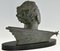Frederic Focht, Art Deco Male Bust of Aviator Jean Mermoz, Bronze, Image 3