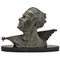 Frederic Focht, Art Deco Herrenbüste Aviator Jean Mermoz, Bronze 1