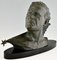 Frederic Focht, Art Deco Male Bust of Aviator Jean Mermoz, Bronze 2