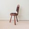 Vintage Portuguese Tripod Chair with Cowhide, 1940s 1