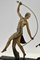 JD Guirande oder Joe Decomps, Art Deco Skulptur einer Thyrse Tänzerin mit Faun, Bronze 9