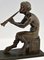 JD Guirande ou Joe Decomps, Sculpture Art Déco d'une Danseuse de Thyrse avec Faune, Bronze 10