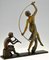 JD Guirande oder Joe Decomps, Art Deco Skulptur einer Thyrse Tänzerin mit Faun, Bronze 5