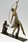 JD Guirande oder Joe Decomps, Art Deco Skulptur einer Thyrse Tänzerin mit Faun, Bronze 4