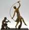 JD Guirande or Joe Decomps, Art Deco Sculpture of a Thyrse Dancer with Faun, Bronze 7