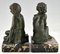 Fermalibri Art Déco in bronzo con ninfa e fauno di Pierre Le Faguays, set di 2, Immagine 5