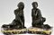 Serre-Livres Nymphe et Faune Art Déco en Bronze par Pierre Le Faguays, Set de 2 2