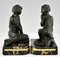 Art Deco Buchstützen aus Bronze in Nymphen- und Faun-Optik von Pierre Le Faguays, 2er Set 6