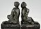 Serre-Livres Nymphe et Faune Art Déco en Bronze par Pierre Le Faguays, Set de 2 7