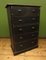 Tall Vintage Chest of Drawers in Black Painted Pine with Cup Handles 7