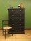 Tall Vintage Chest of Drawers in Black Painted Pine with Cup Handles 2