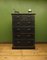 Tall Vintage Chest of Drawers in Black Painted Pine with Cup Handles 13