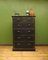 Tall Vintage Chest of Drawers in Black Painted Pine with Cup Handles 3