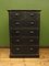 Tall Vintage Chest of Drawers in Black Painted Pine with Cup Handles 16