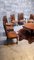 Antique Dining Chairs in Hand Carved Oak and Distressed Leather, Set of 9, Image 3