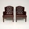 Swedish Leather Wing Back Armchairs, 1930s, Set of 2 3