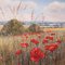English Painting of Poppy Field, Late 20th-Century, Oil on Canvas, Framed 5