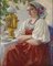 M. Maksolly, Woman with a Samovar, 20th-Century, Oil on Canvas, Framed 2