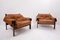 Mid-Century Cognac Leather and Wood Lounge Chairs by Percival Lafer, Set of 2 5