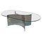 Italian Modern Coffee Table with Oval Glass Top and Curved Steel Base, 1970s 1