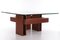 Brutalist French Teak with Glass Top Coffee Table, 1970s 4