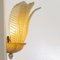 Applique grande in vetro di Murano dorato con 5 foglie ambrate, Immagine 5