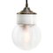 Industrial White Porcelain Ribbed Clear Glass Brass Pendant Lights 5