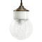 Industrial White Porcelain Ribbed Clear Glass Brass Pendant Lights 1
