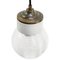Industrial White Porcelain Ribbed Clear Glass Brass Pendant Lights 4