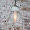 Industrial White Porcelain Ribbed Clear Glass Brass Pendant Lights 6